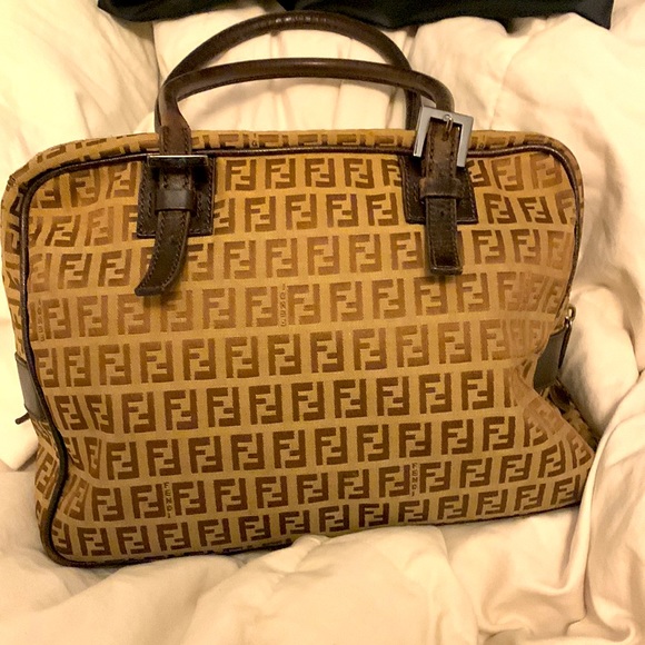 Authentic FENDI Zucchino  Hand Boston Bag Purse - Picture 3 of 9